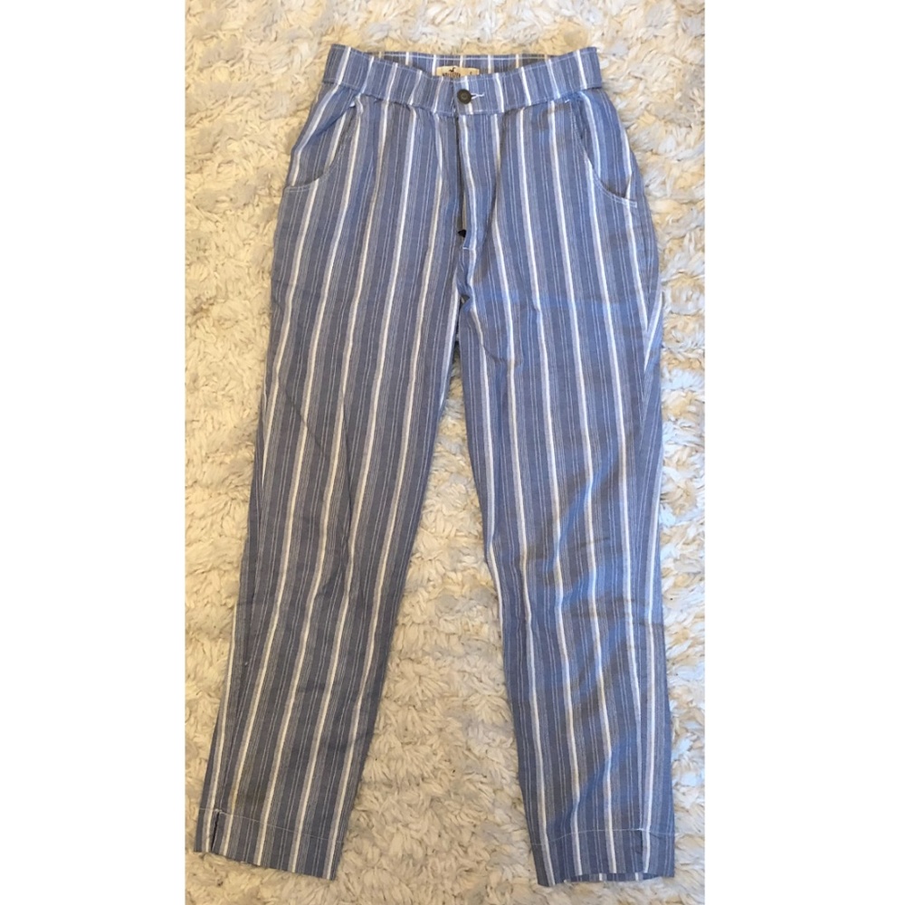 Hollister Blue and White Striped Pants
